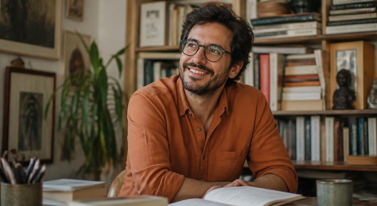 Autor trabajando en su estudio